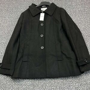 Haute Edition Pea Coat Women Extra Large Black Pocket Outdoor Wool XL